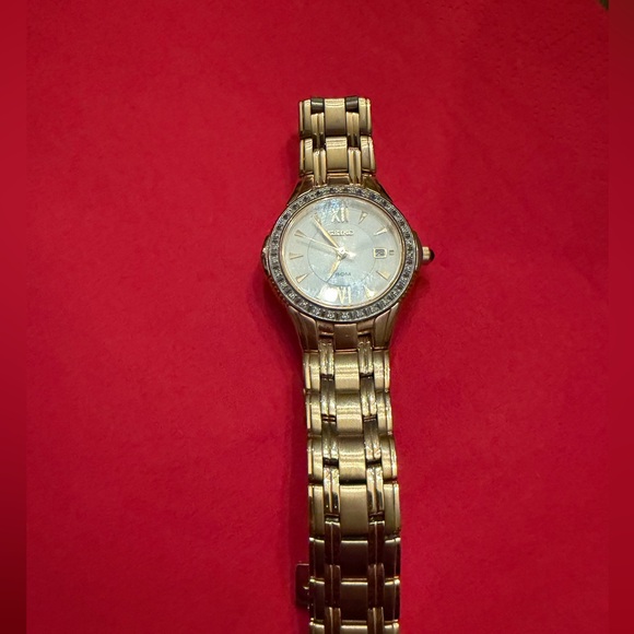 Seiko Gold Tone Plated with Diamonds  Roman Numeral Watch main image 5